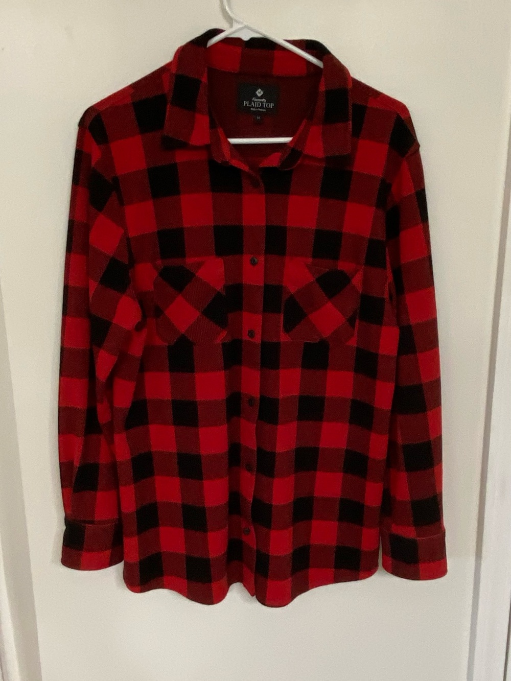 Member’s Mark Favorite Plaid Top Women’s M Red Black Buffalo Plaid Flannel Shirt